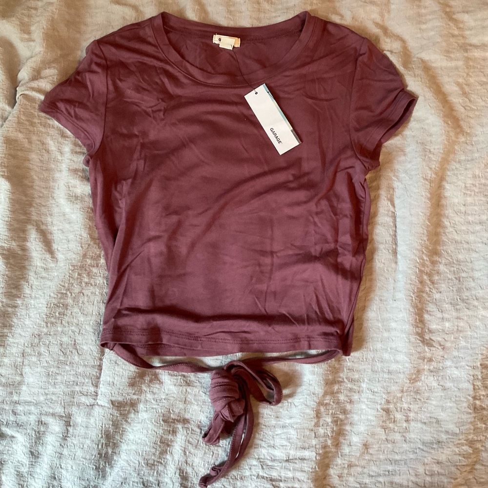 *NEW w/ tags* Garage Purple Cropped Tie Short Sleeve Shirt - Size XS